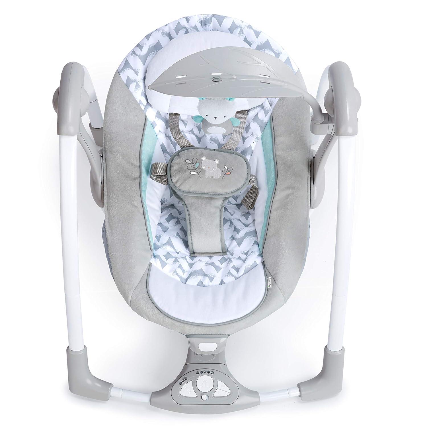 imageIngenuity ConvertMe 2in1 Compact Portable Automatic Baby Swing ampamp Infant Seat BatteryPowered Vibrations Nature Sounds 09 Months 620 lbs RaylanRaylan