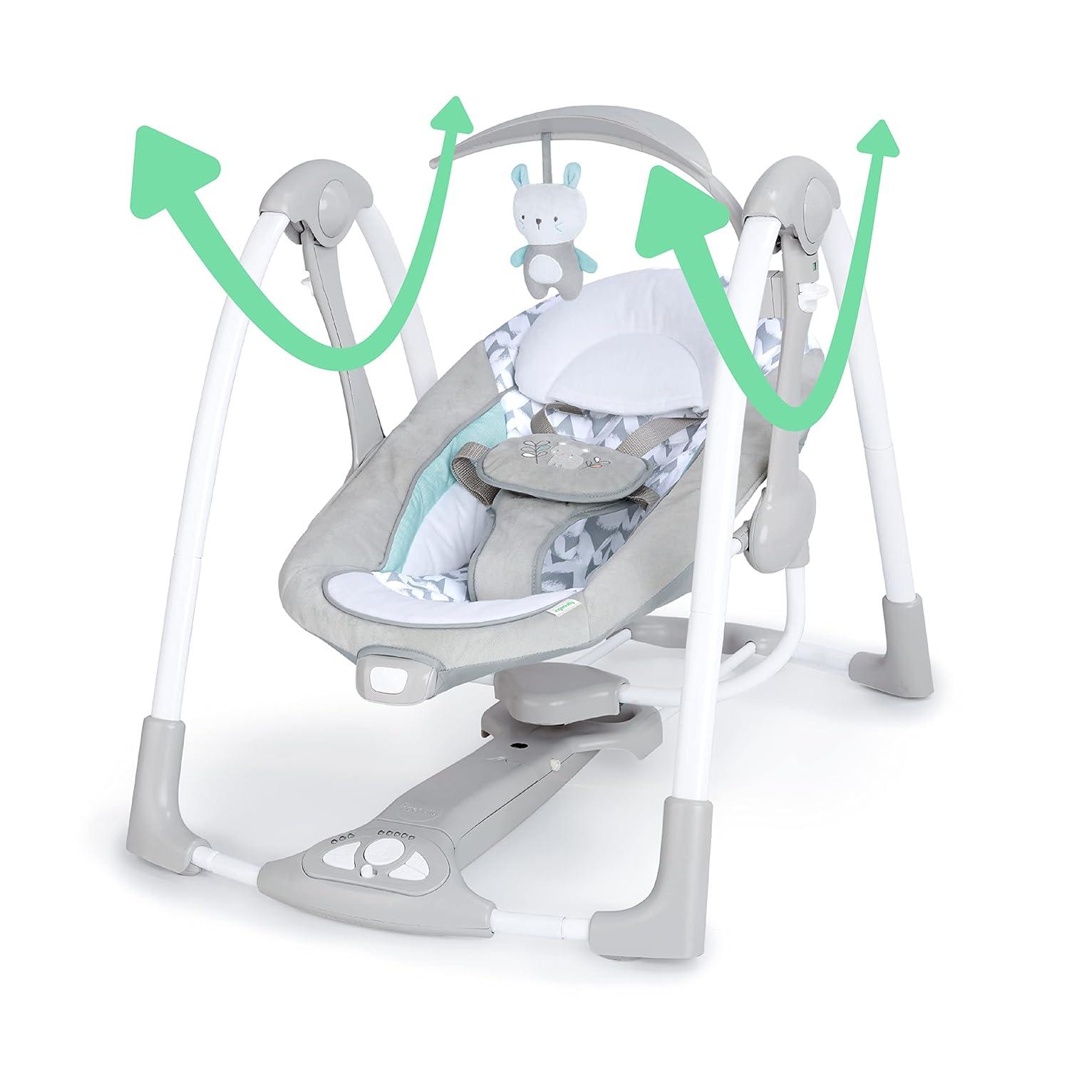 imageIngenuity ConvertMe 2in1 Compact Portable Automatic Baby Swing ampamp Infant Seat BatteryPowered Vibrations Nature Sounds 09 Months 620 lbs RaylanRaylan