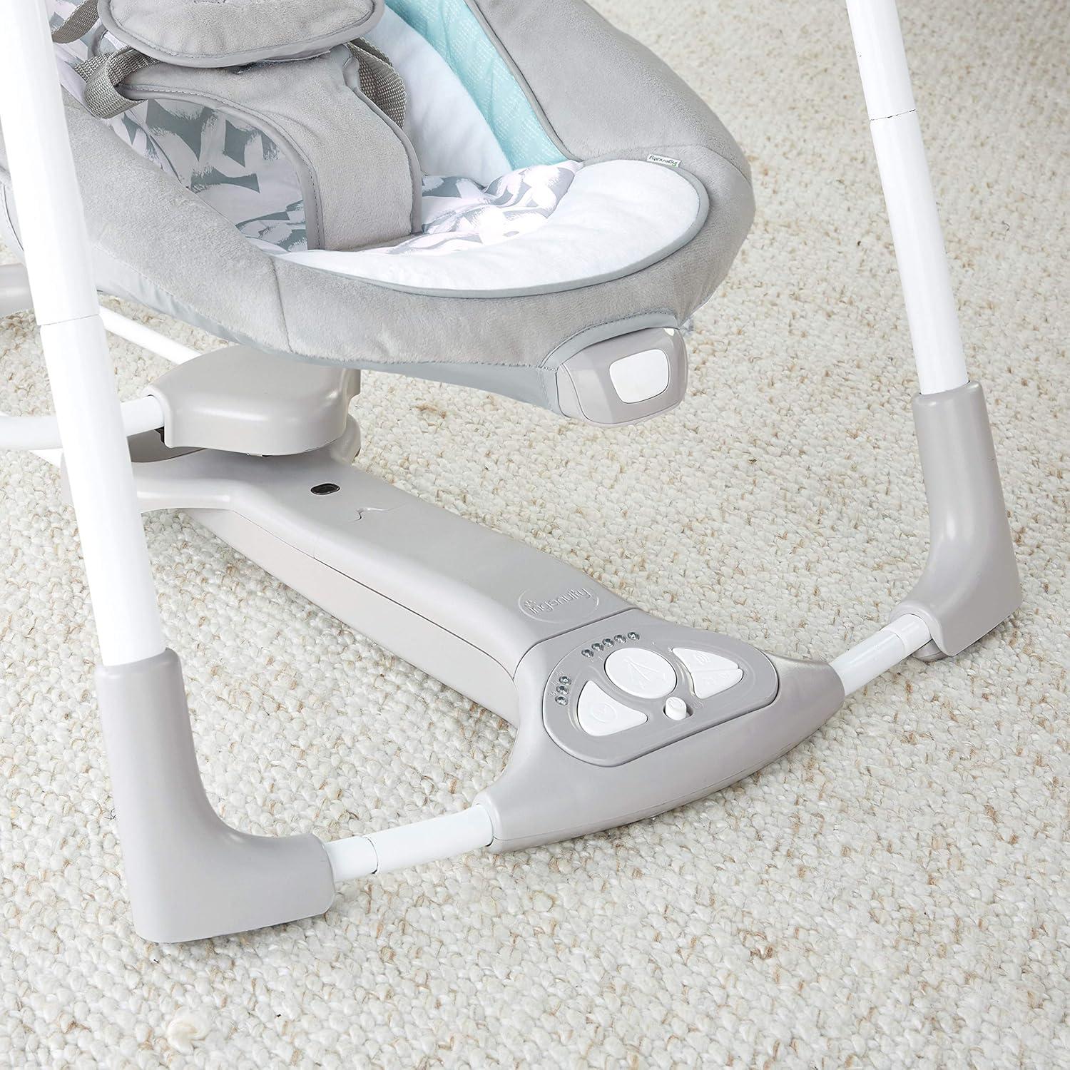 imageIngenuity ConvertMe 2in1 Compact Portable Automatic Baby Swing ampamp Infant Seat BatteryPowered Vibrations Nature Sounds 09 Months 620 lbs RaylanRaylan