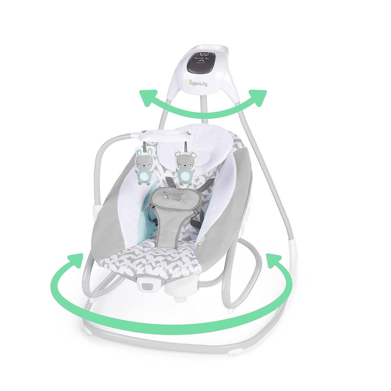 imageIngenuity SimpleComfort Lightweight Compact 6Speed MultiDirection Baby Swing Vibrations ampamp Nature Sounds 09 Months 620 lbs Pink CassidyRaylan