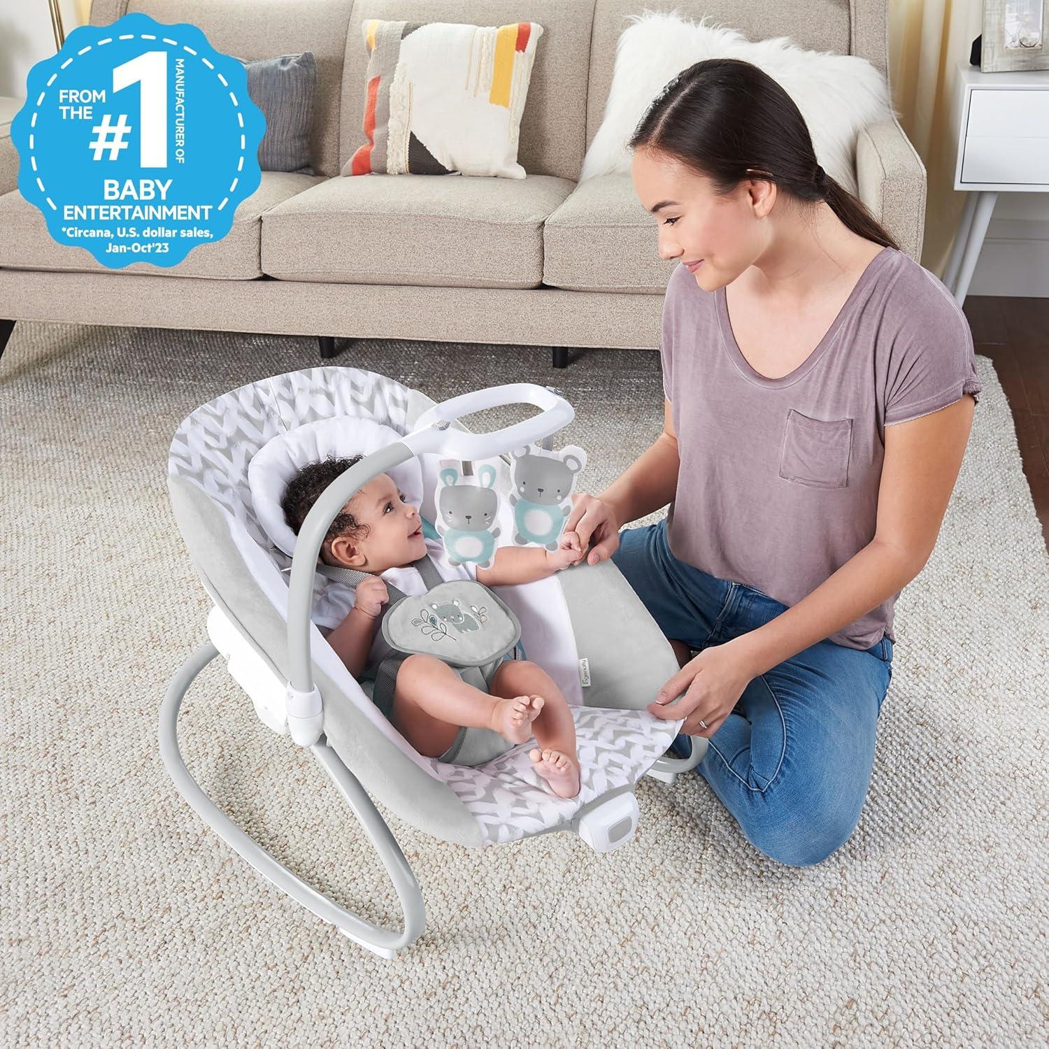 imageIngenuity SimpleComfort Lightweight Compact 6Speed MultiDirection Baby Swing Vibrations ampamp Nature Sounds 09 Months 620 lbs Pink CassidyRaylan