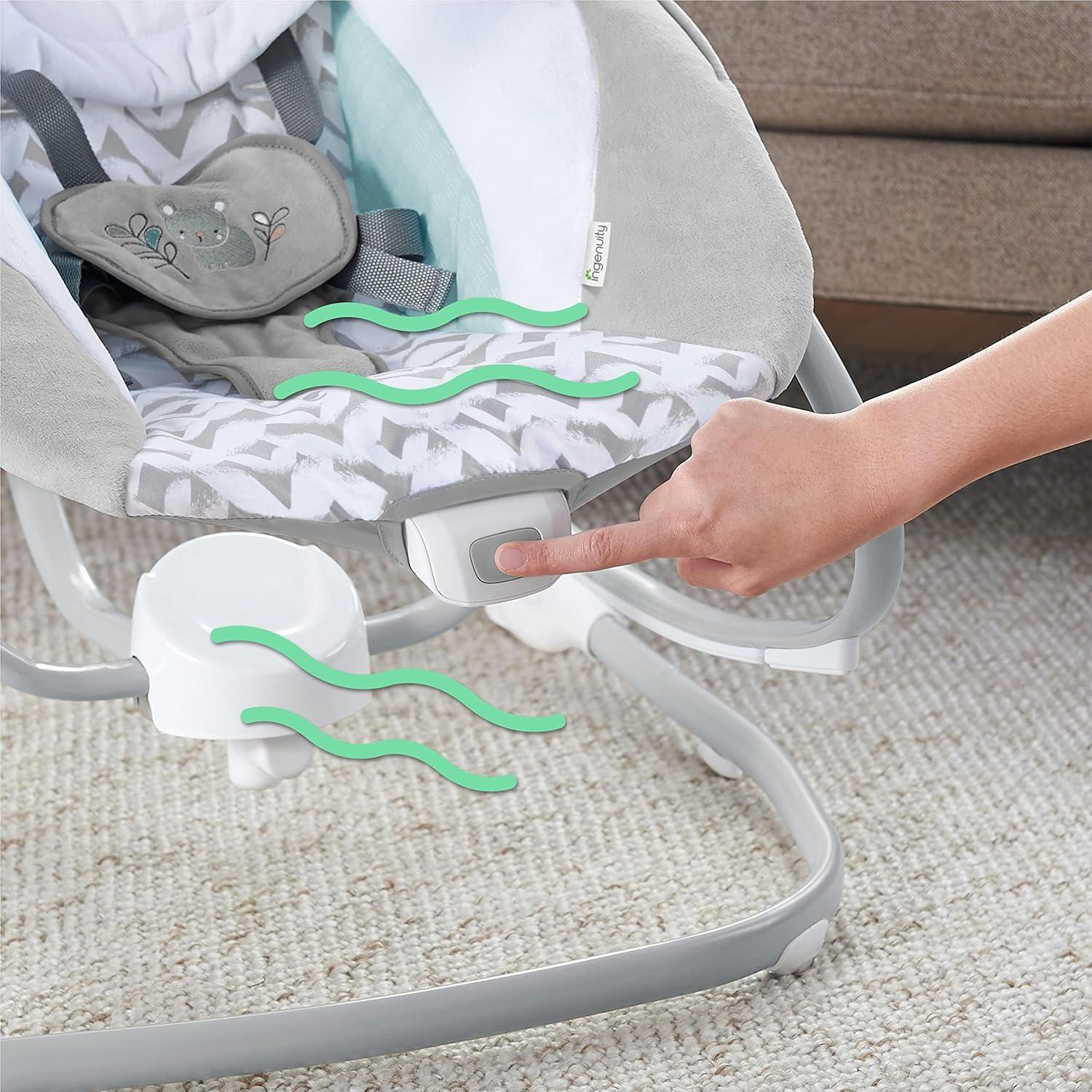 imageIngenuity SimpleComfort Lightweight Compact 6Speed MultiDirection Baby Swing Vibrations ampamp Nature Sounds 09 Months 620 lbs Pink CassidyRaylan