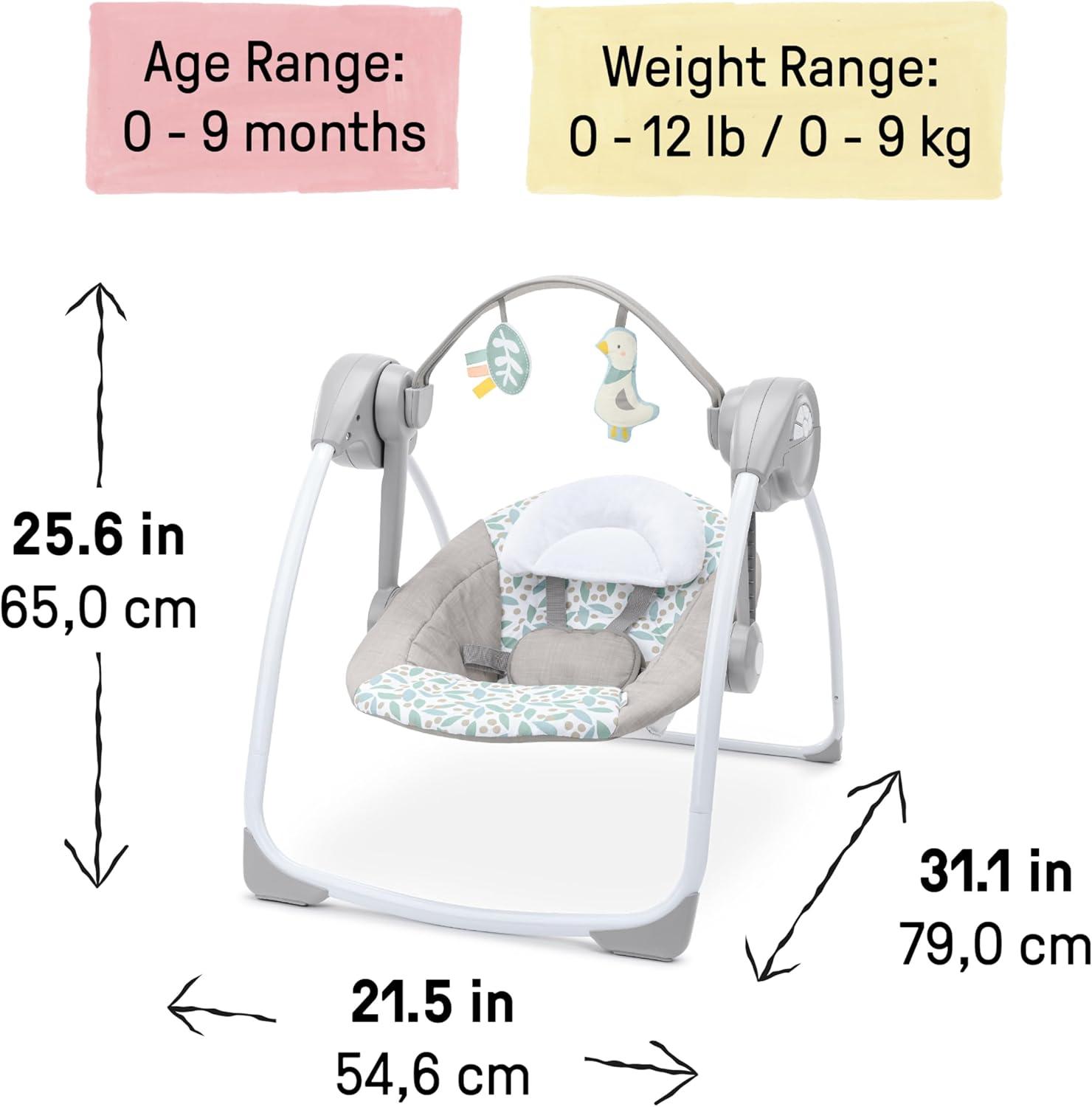 imageIngenuity Soothe n Delight Compact Portable 6Speed Plush Baby Swing with Music Folds Easy 09 Months 620 lbs Cozy KingdomEndless Bloom