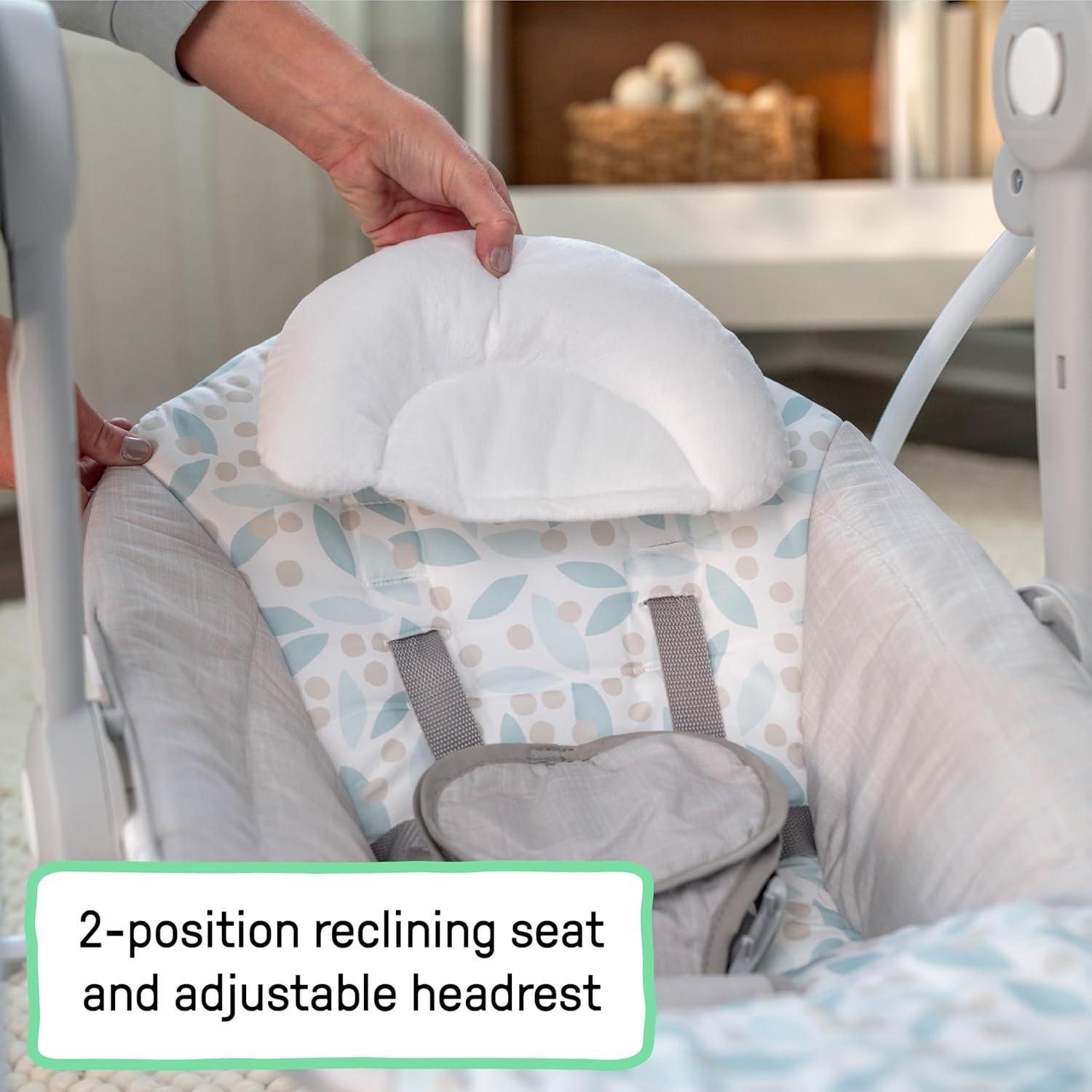 imageIngenuity Soothe n Delight Compact Portable 6Speed Plush Baby Swing with Music Folds Easy 09 Months 620 lbs Cozy KingdomEndless Bloom