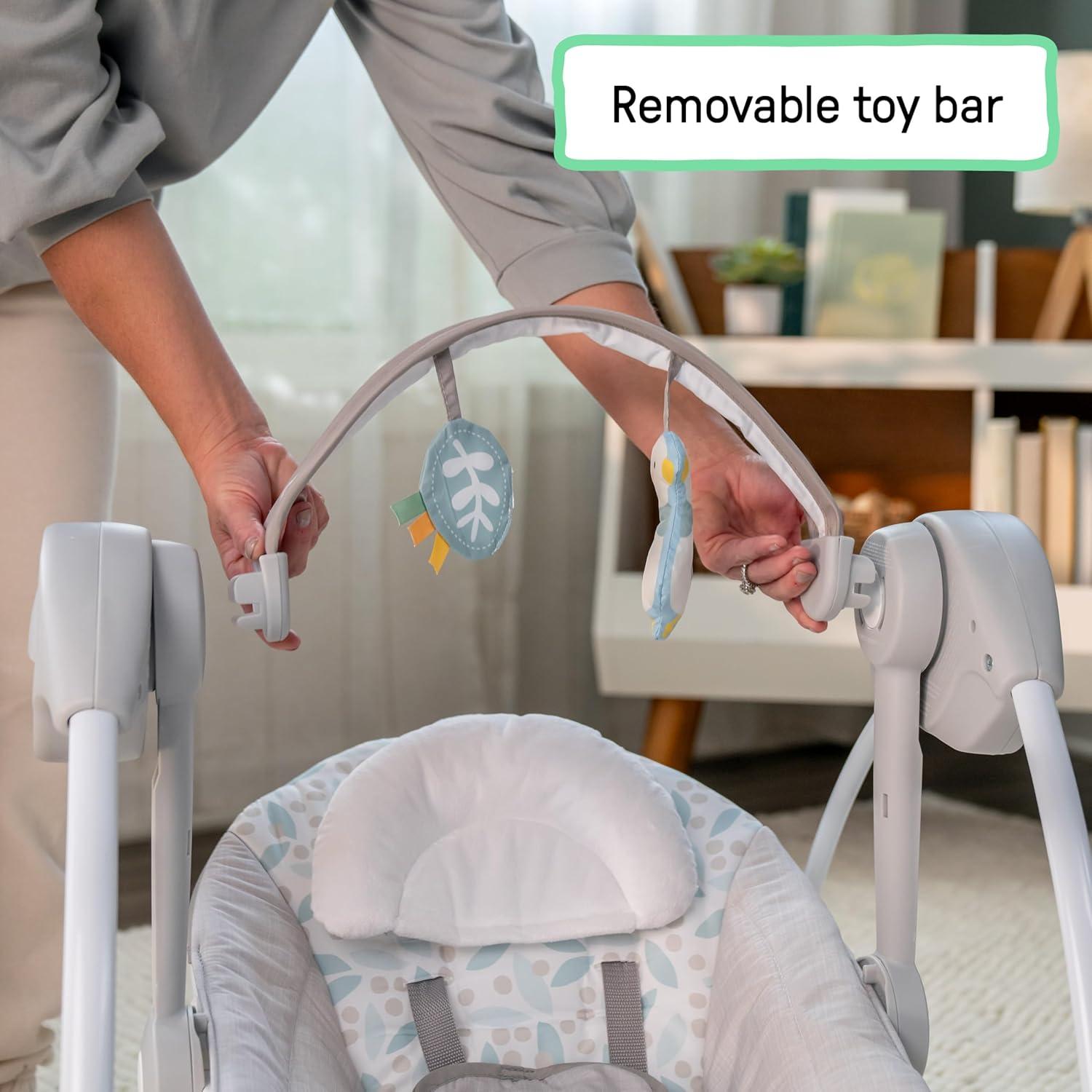 imageIngenuity Soothe n Delight Compact Portable 6Speed Plush Baby Swing with Music Folds Easy 09 Months 620 lbs Cozy KingdomEndless Bloom