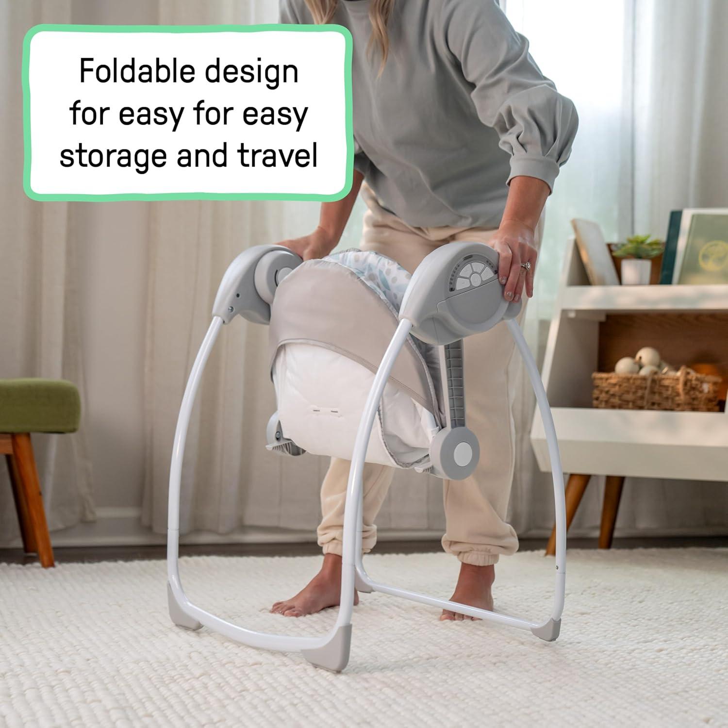 imageIngenuity Soothe n Delight Compact Portable 6Speed Plush Baby Swing with Music Folds Easy 09 Months 620 lbs Cozy KingdomEndless Bloom