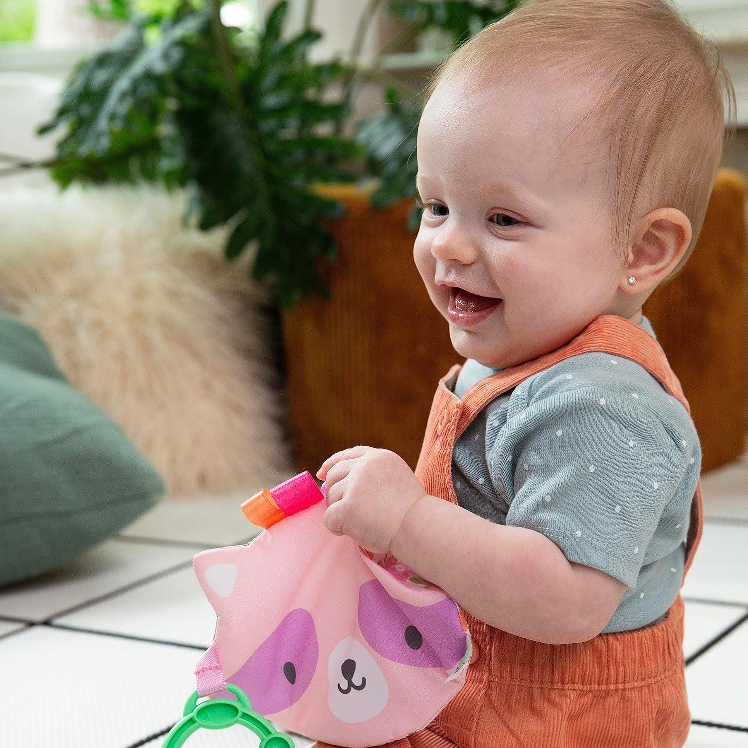 imageIngenuity ity by Ingenuity Crinklet Fox Crinkle Toy for Newborn and Up Satin Ribbon Tags CLink Attachment Unisex  KittDeni the Raccoon