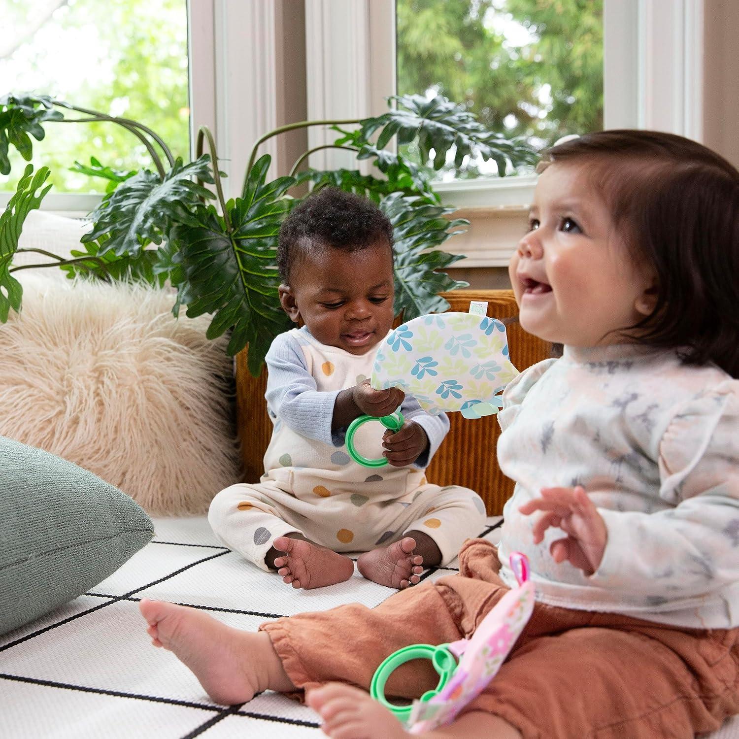 imageIngenuity ity by Ingenuity Crinklet Fox Crinkle Toy for Newborn and Up Satin Ribbon Tags CLink Attachment Unisex  KittDeni the Raccoon