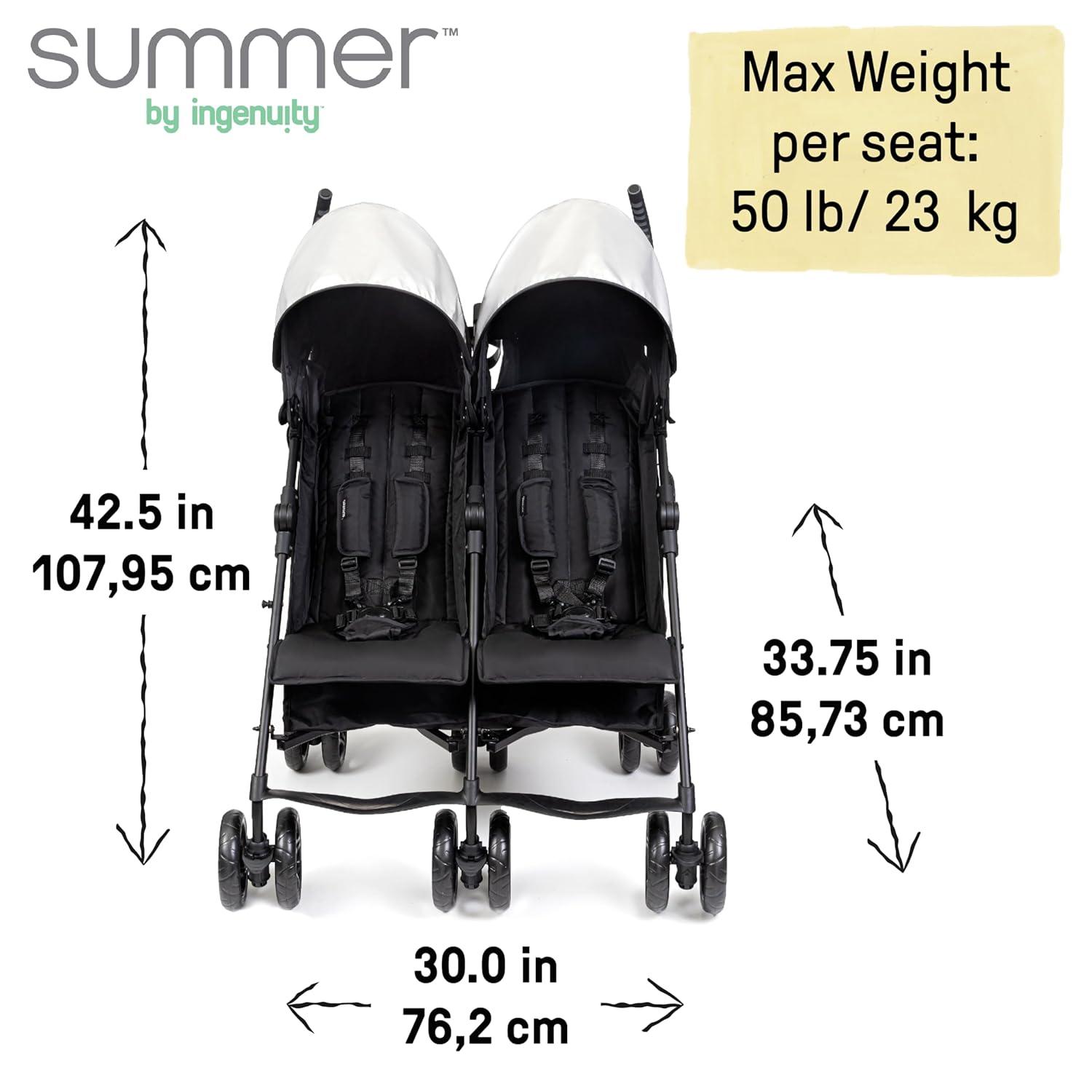 imageSummer Infant 3Dlite Folding Lightweight Side by Side Double Stroller with 5Point Safety Harness for Infants and Toddlers Black