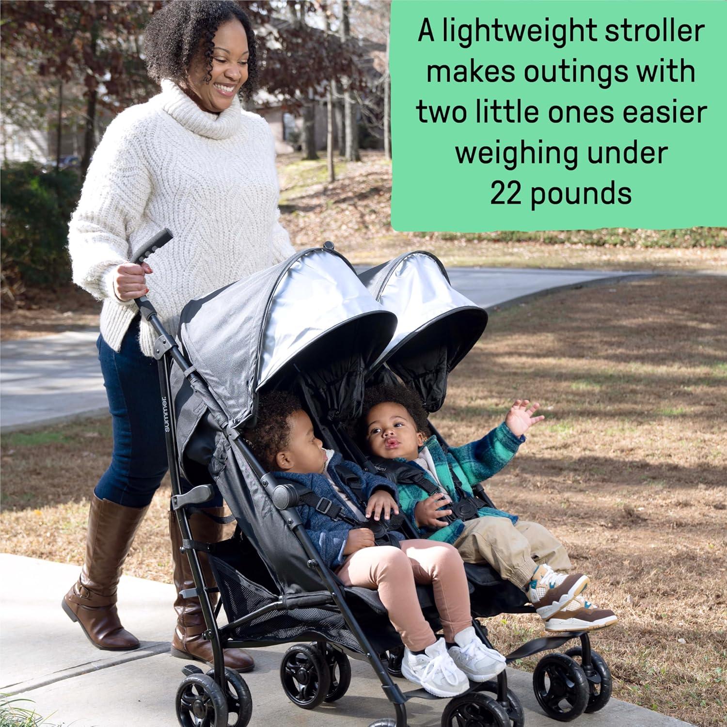 imageSummer Infant 3Dlite Folding Lightweight Side by Side Double Stroller with 5Point Safety Harness for Infants and Toddlers Black