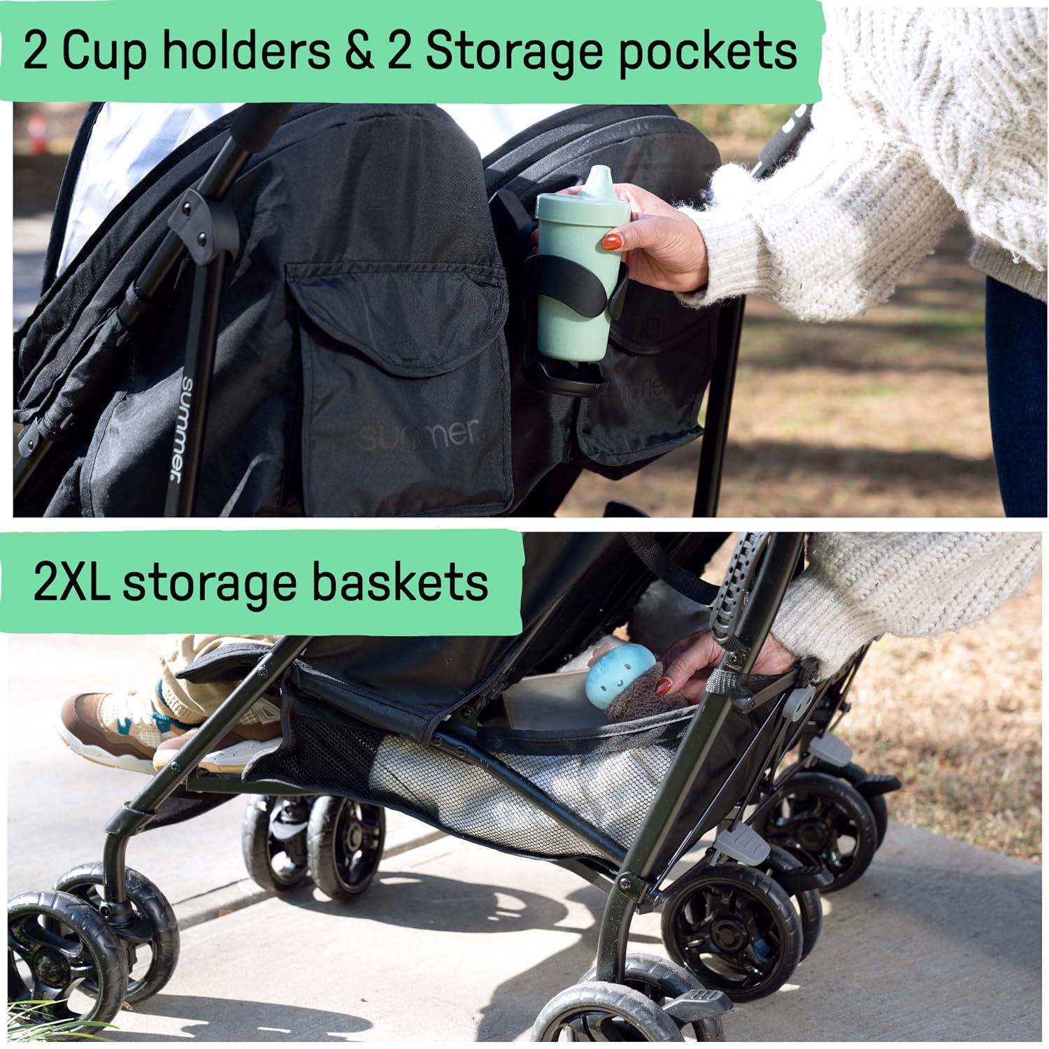 imageSummer Infant 3Dlite Folding Lightweight Side by Side Double Stroller with 5Point Safety Harness for Infants and Toddlers Black
