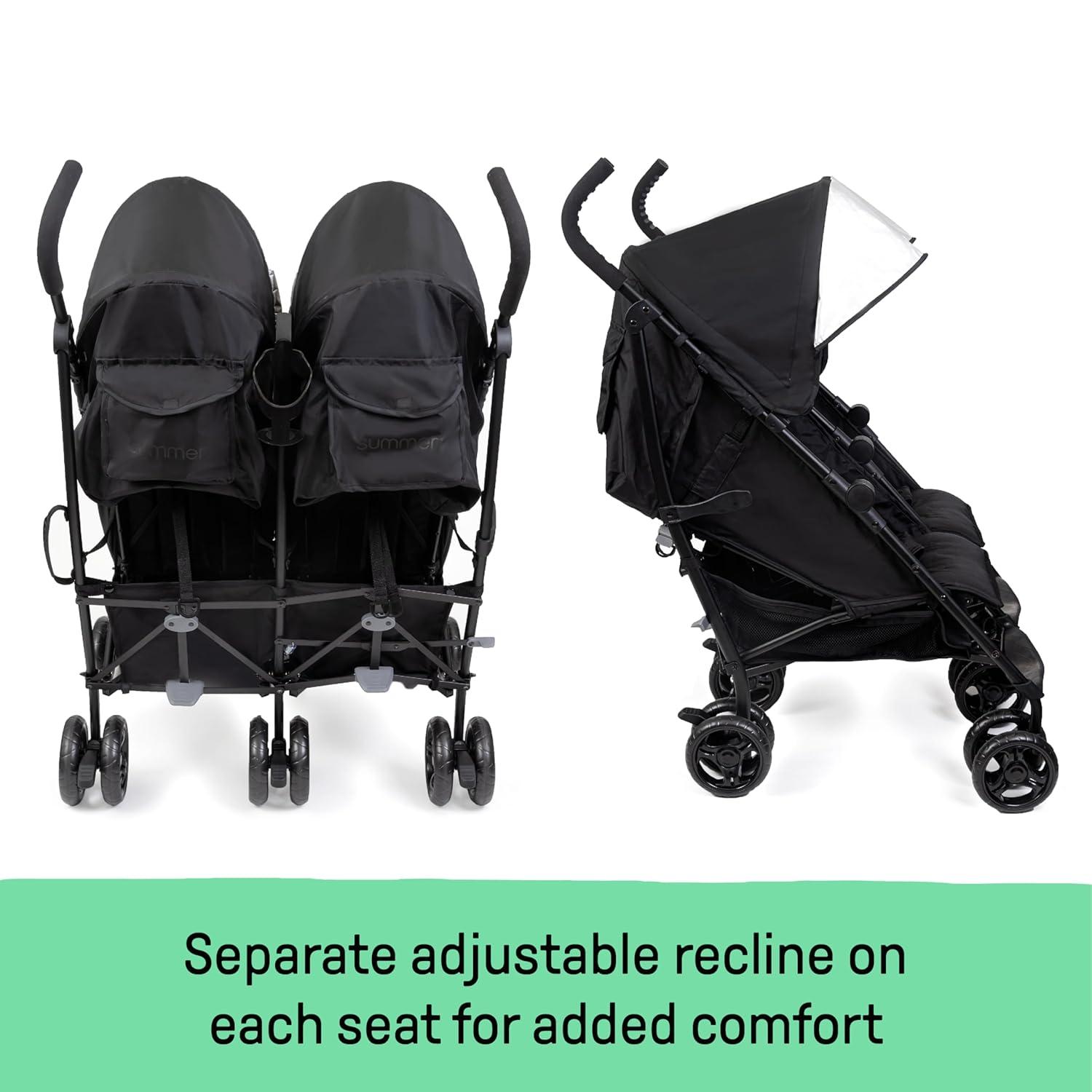 imageSummer Infant 3Dlite Folding Lightweight Side by Side Double Stroller with 5Point Safety Harness for Infants and Toddlers Black