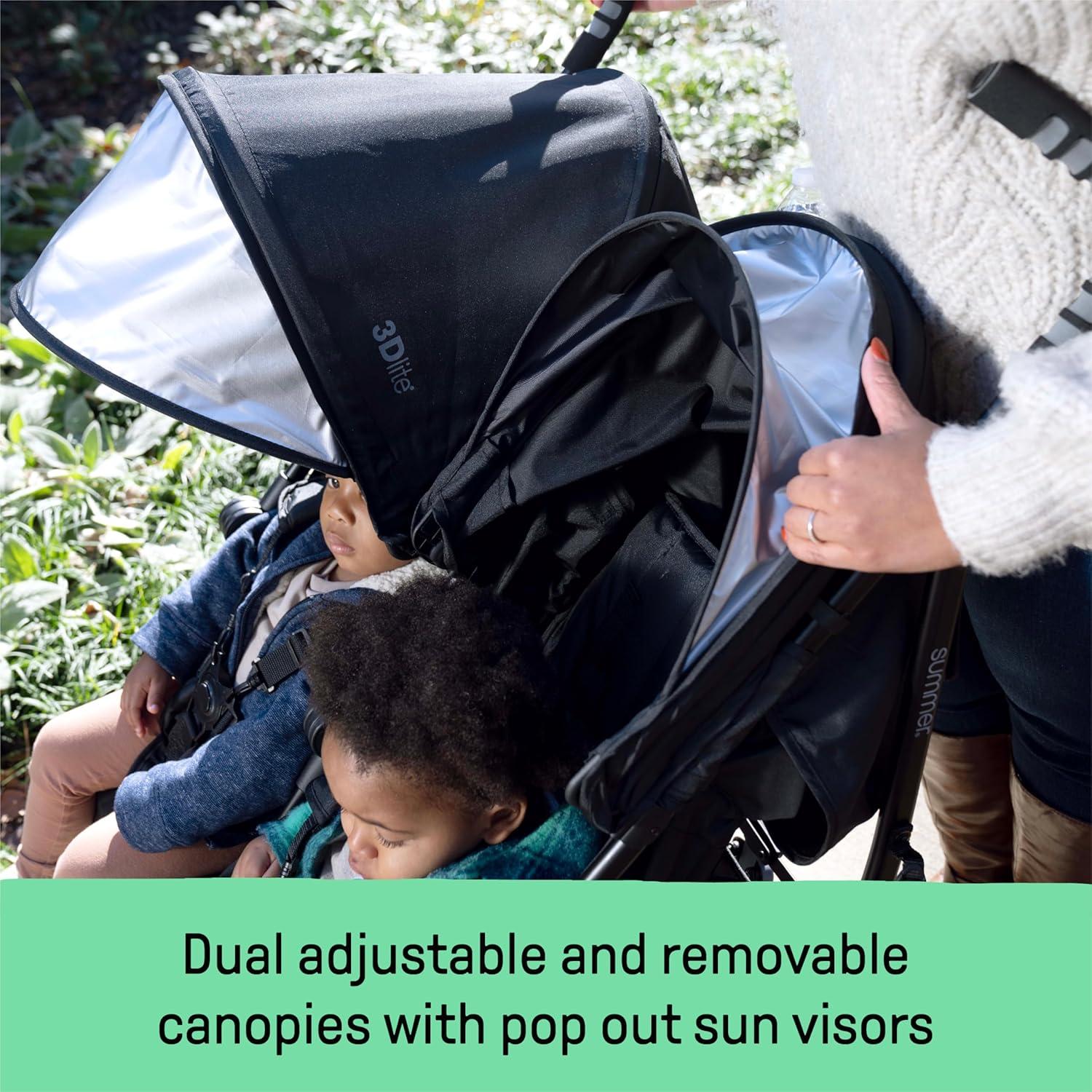 imageSummer Infant 3Dlite Folding Lightweight Side by Side Double Stroller with 5Point Safety Harness for Infants and Toddlers Black