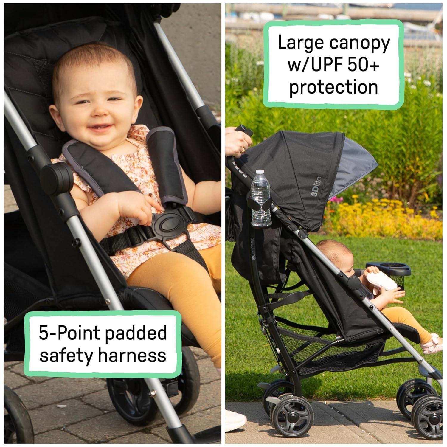 imageSummer Infant Ingenuity 3Dlite Convenience Stroller GrayLightweight Stroller with Aluminum Frame Large Seat Area 4 Position Recline Extra Large Storage Basket Infant Stroller for Travel ampamp MoreDark Gray