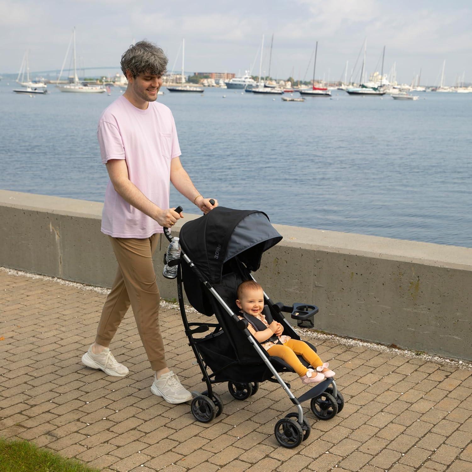 imageSummer Infant Ingenuity 3Dlite Convenience Stroller GrayLightweight Stroller with Aluminum Frame Large Seat Area 4 Position Recline Extra Large Storage Basket Infant Stroller for Travel ampamp MoreDark Gray