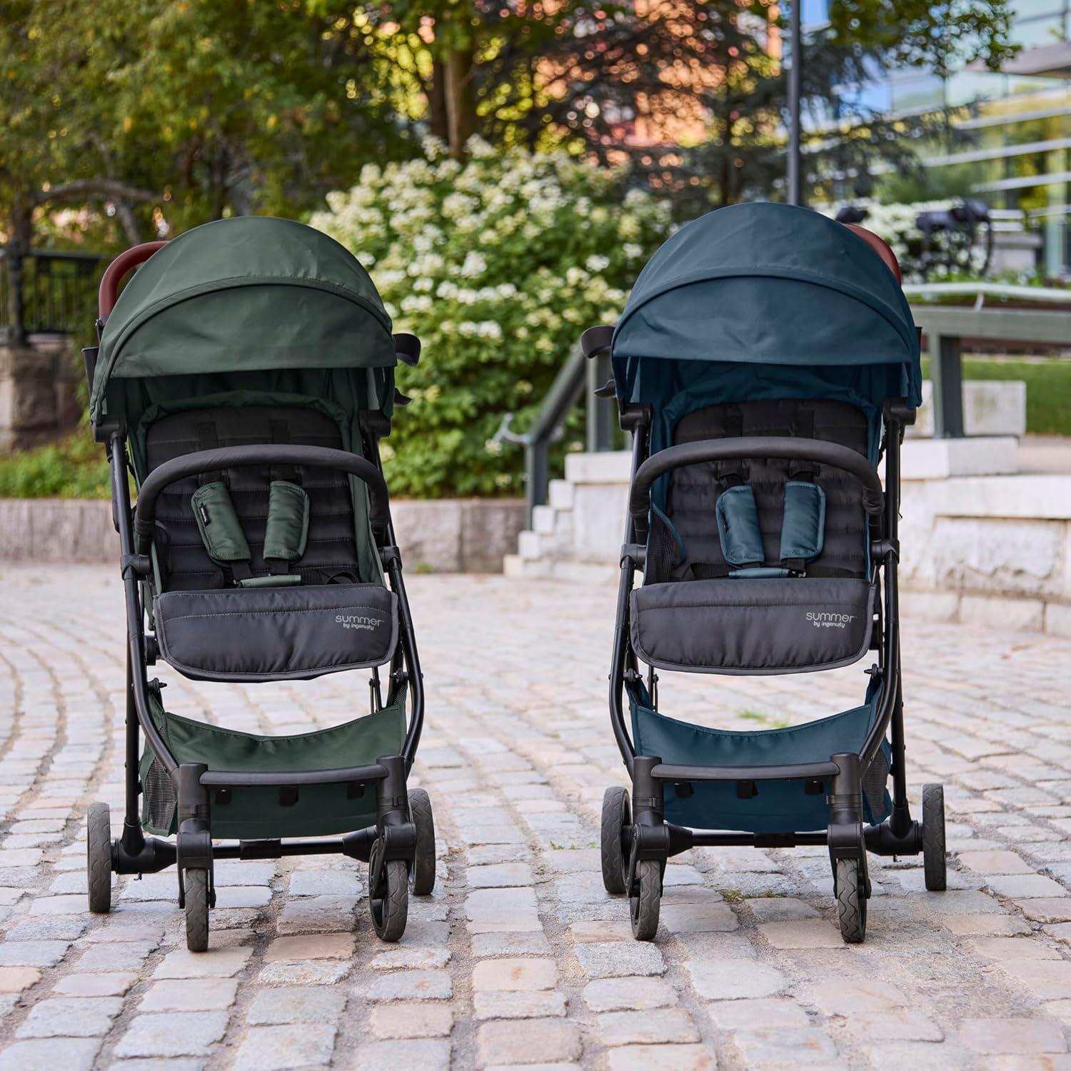 imageSummer Infant Ingenuity 3Dquickclose CS Compact Fold Stroller Lightweight Stroller with Oversized Canopy ExtraLarge Storage and Compact Fold Deep OceanDeep Ocean