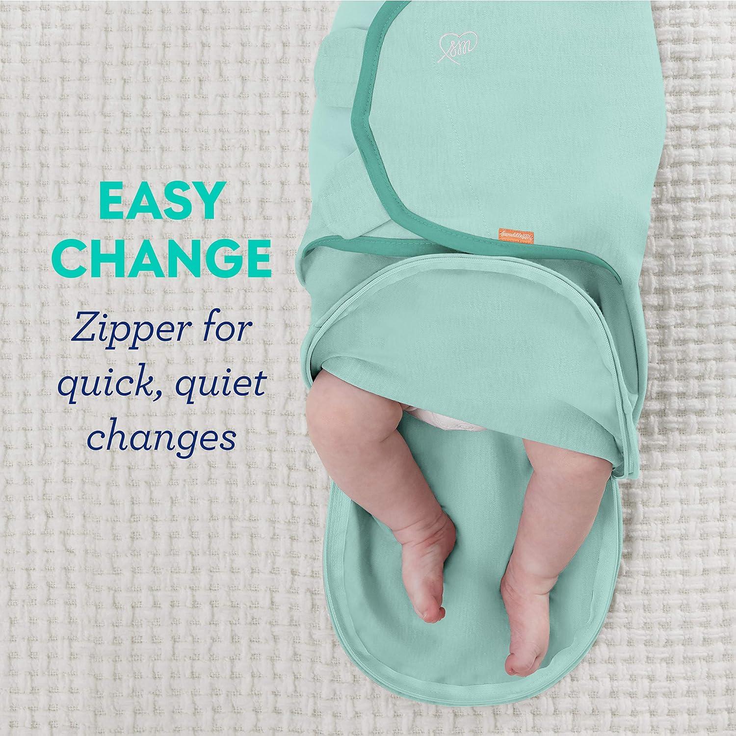 imageSwaddleMe by Ingenuity Easy Change Baby Swaddle in Size SmallMedium 03 Months 714 Pounds 3Pack with Easy Change Zipper Snow LeopardGum Drops