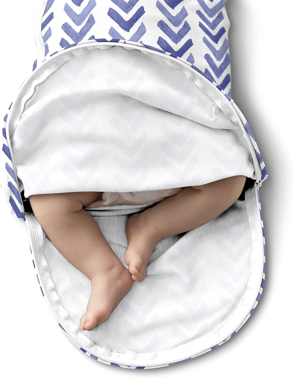 imageSwaddleMe by Ingenuity Easy Change Baby Swaddle in Size SmallMedium 03 Months 714 Pounds 3Pack with Easy Change Zipper Snow LeopardWatercolor Indigo
