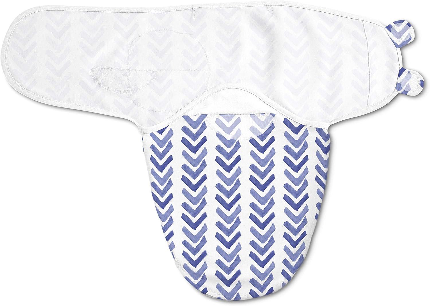 imageSwaddleMe by Ingenuity Easy Change Baby Swaddle in Size SmallMedium 03 Months 714 Pounds 3Pack with Easy Change Zipper Snow LeopardWatercolor Indigo