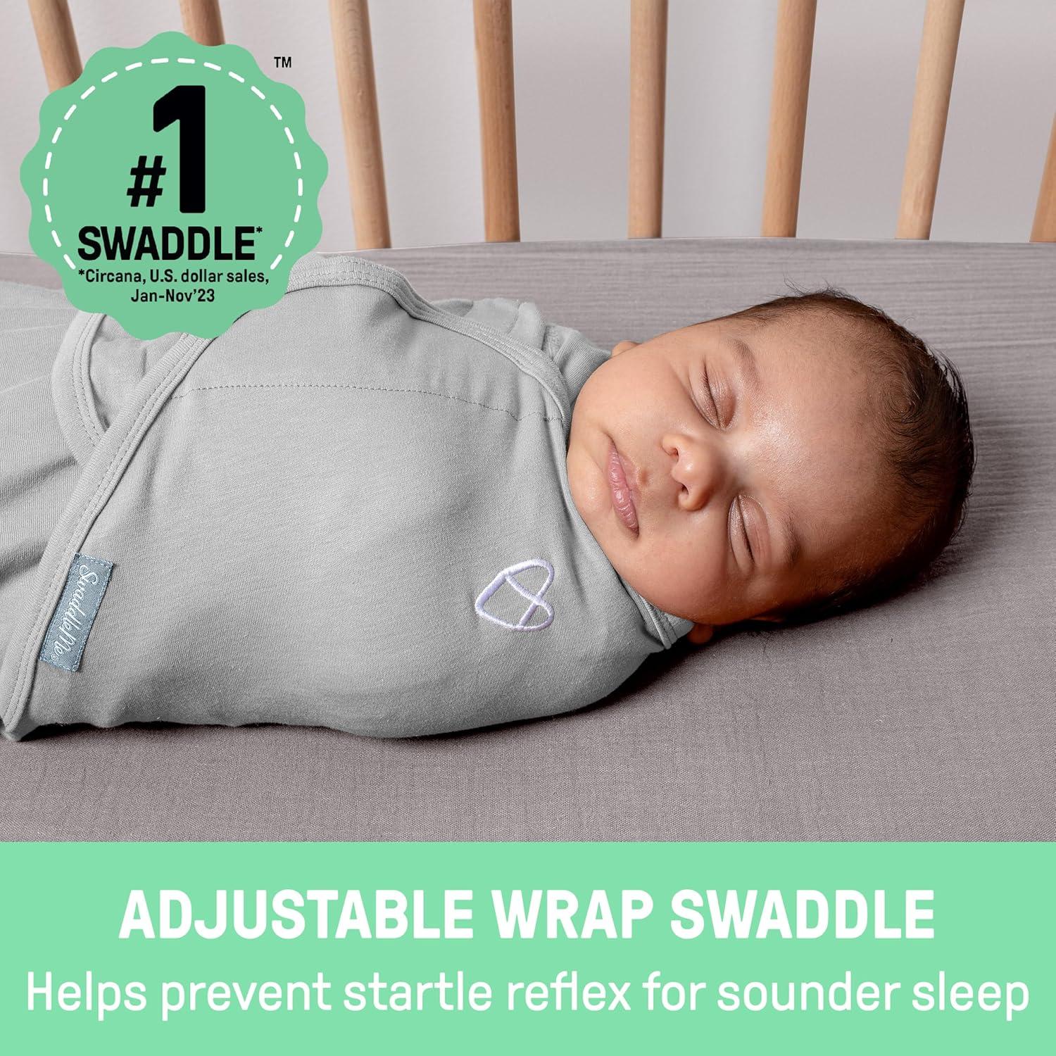 imageSwaddleMe by Ingenuity Original Swaddle Size SmallMedium For Ages 03 Months 714 Pounds Up to 26 Inches Long 3Pack Baby Swaddle Blanket WrapTropical Dino