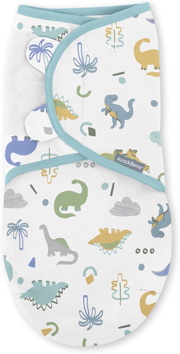 imageSwaddleMe by Ingenuity Original Swaddle Size SmallMedium For Ages 03 Months 714 Pounds Up to 26 Inches Long 3Pack Baby Swaddle Blanket WrapTropical Dino