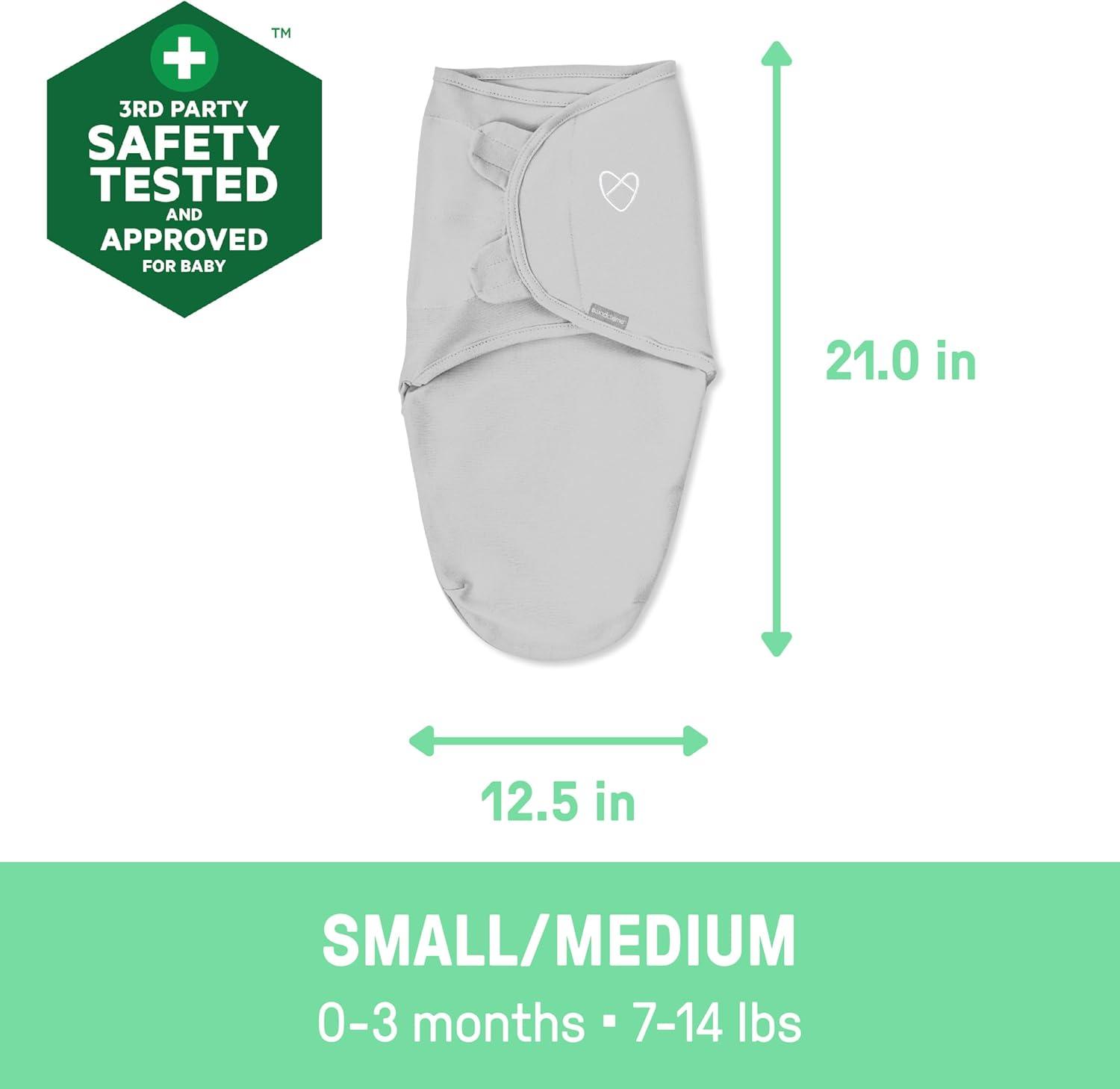 imageSwaddleMe by Ingenuity Original Swaddle Size SmallMedium For Ages 03 Months 714 Pounds Up to 26 Inches Long 3Pack Baby Swaddle Blanket WrapTropical Dino