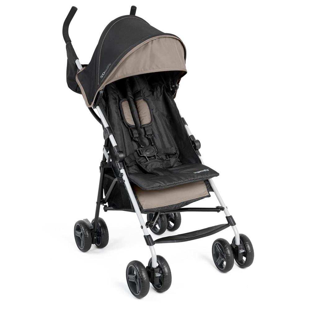 imageIngenuity 3D Mini Convenience Stroller  Lightweight Stroller with Compact Fold MultiPosition Recline Canopy with Pop Out Sun Visor and More  Umbrella Stroller for Travel and More GrayCashew
