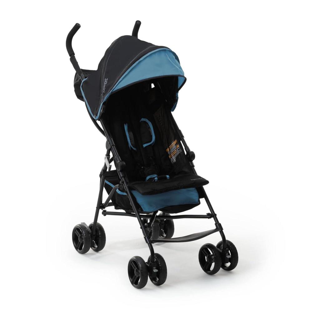 imageIngenuity 3D Mini Convenience Stroller  Lightweight Stroller with Compact Fold MultiPosition Recline Canopy with Pop Out Sun Visor and More  Umbrella Stroller for Travel and More GrayBlue