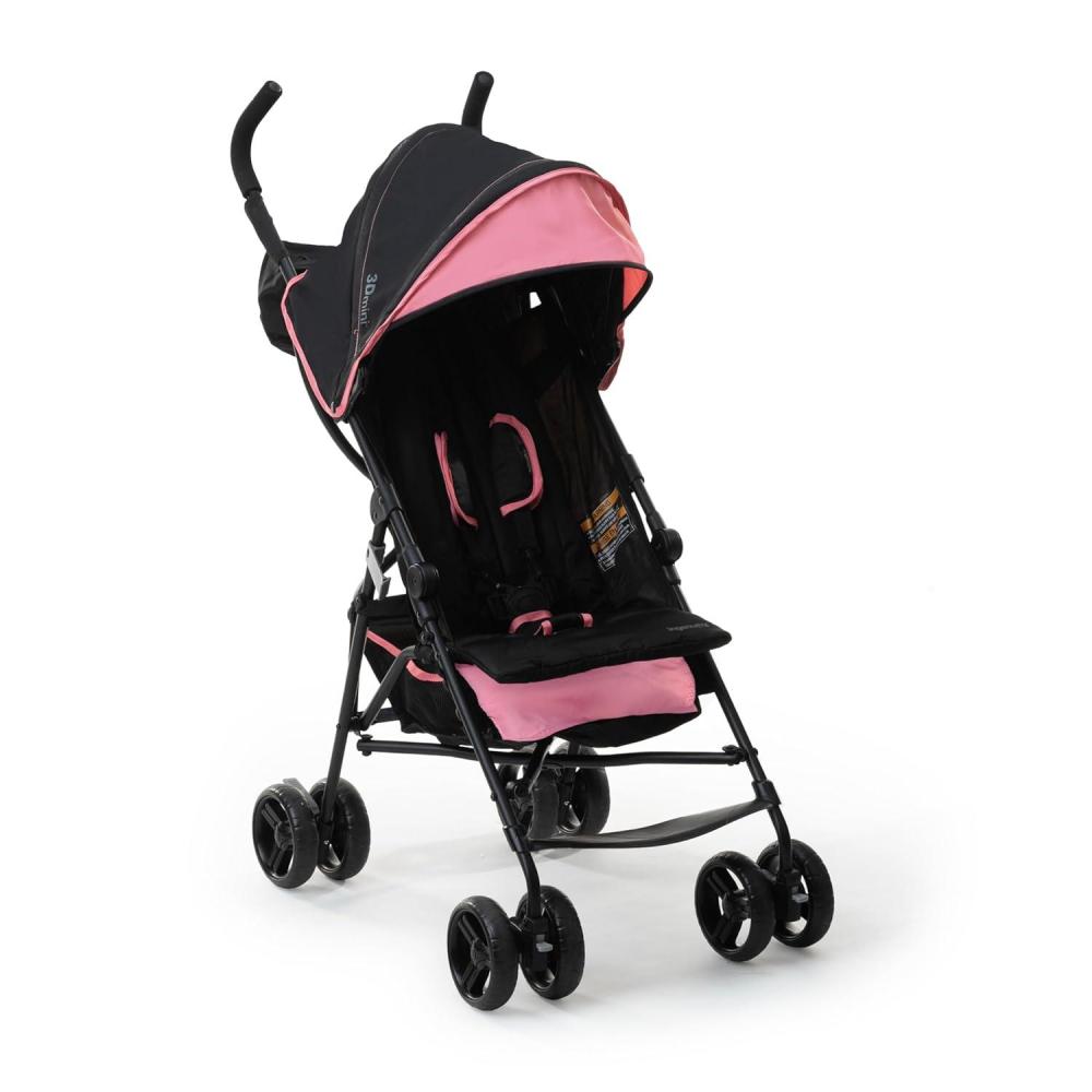 imageIngenuity 3D Mini Convenience Stroller  Lightweight Stroller with Compact Fold MultiPosition Recline Canopy with Pop Out Sun Visor and More  Umbrella Stroller for Travel and More GrayPink