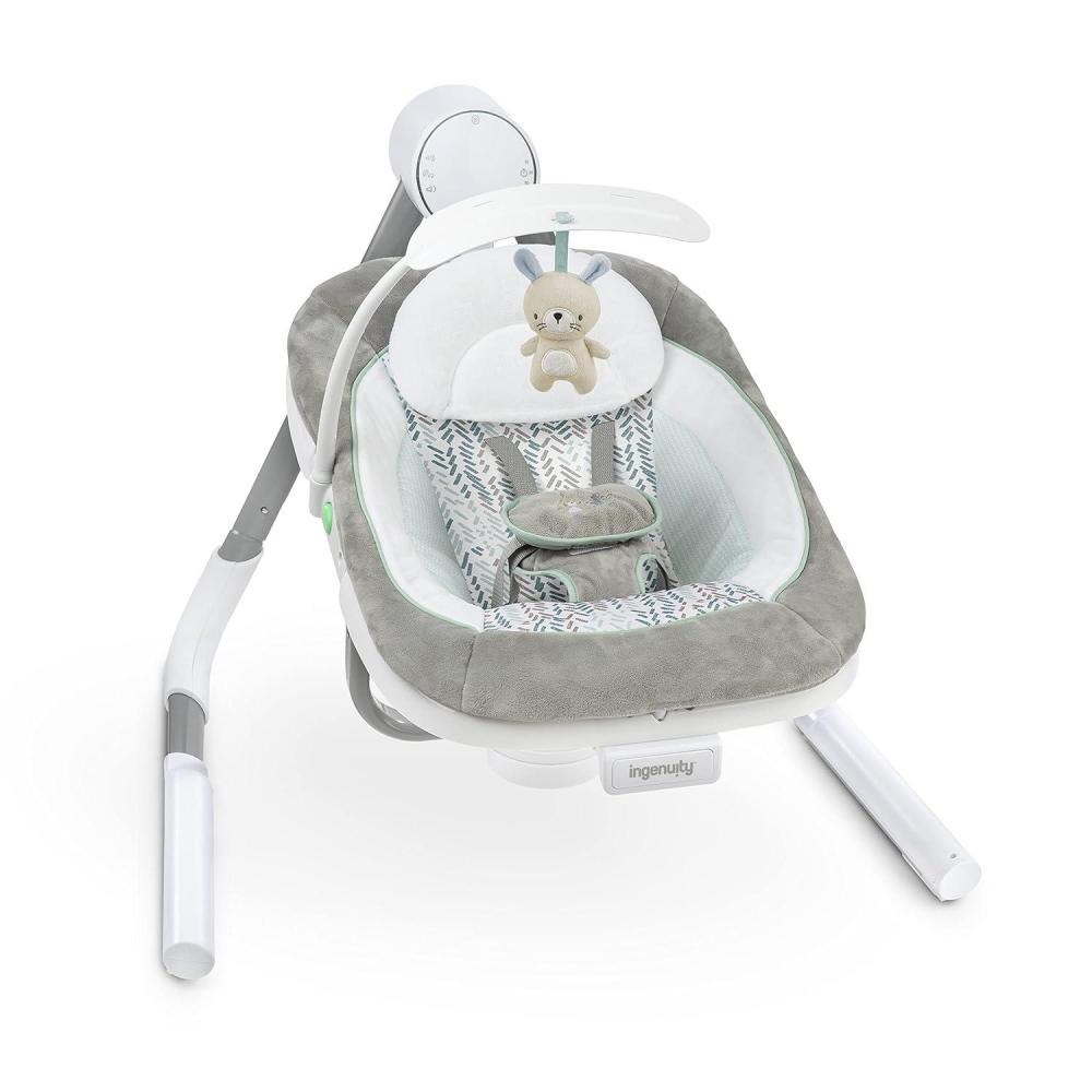 imageIngenuity Anyway Sway 5Speed MultiDirection Portable Foldable Baby Swing ampamp Infant Seat with Vibrations Nature Sounds 09 Months 620 lbs RaySpruce