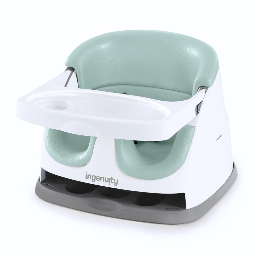 imageIngenuity Baby Base 2in1 Booster Feeding and Floor Seat with SelfStoring Tray  CashmereMist