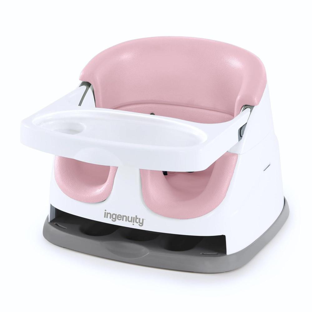 imageIngenuity Baby Base 2in1 Booster Feeding and Floor Seat with SelfStoring Tray  CashmerePeony