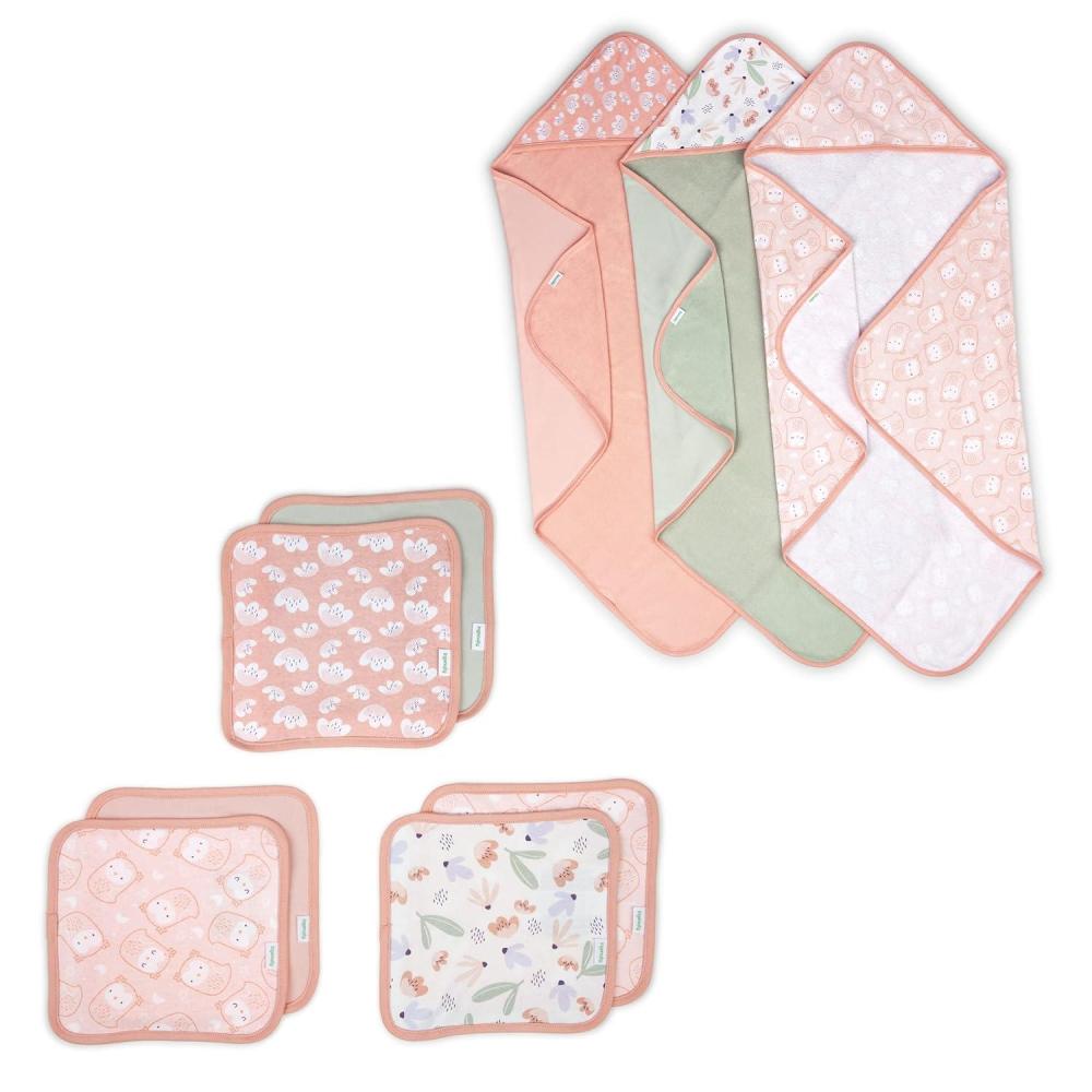 imageIngenuity Clean ampamp Cuddly 3Pack Hooded Bath Towels  Edi ampamp Clean ampamp Cuddly 6Pack Terry Washcloth Set  EdiPink