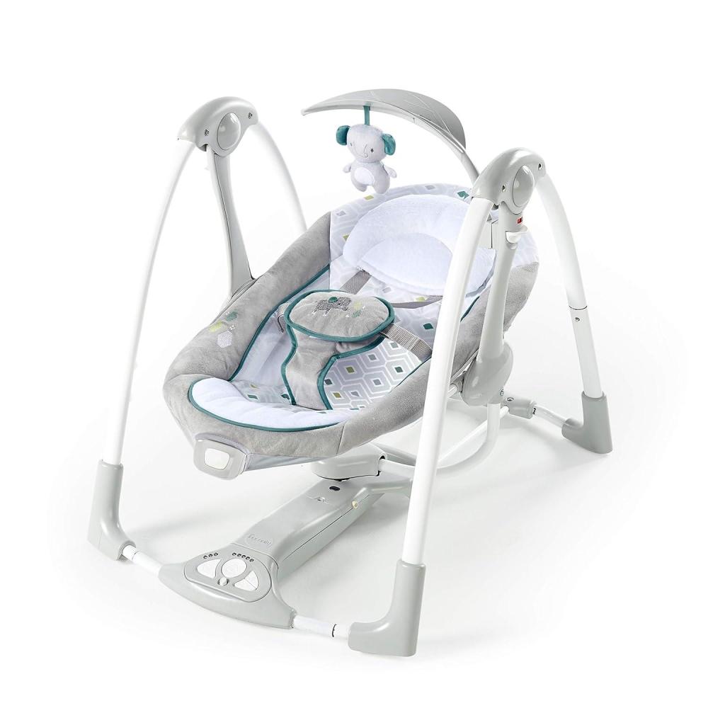 imageIngenuity ConvertMe 2in1 Compact Portable Automatic Baby Swing ampamp Infant Seat BatteryPowered Vibrations Nature Sounds 09 Months 620 lbs RaylanNash
