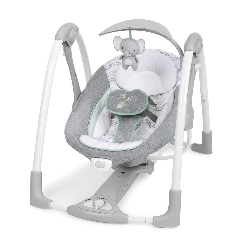 imageIngenuity ConvertMe 2in1 Compact Portable Automatic Baby Swing ampamp Infant Seat BatteryPowered Vibrations Nature Sounds 09 Months 620 lbs RaylanSwell