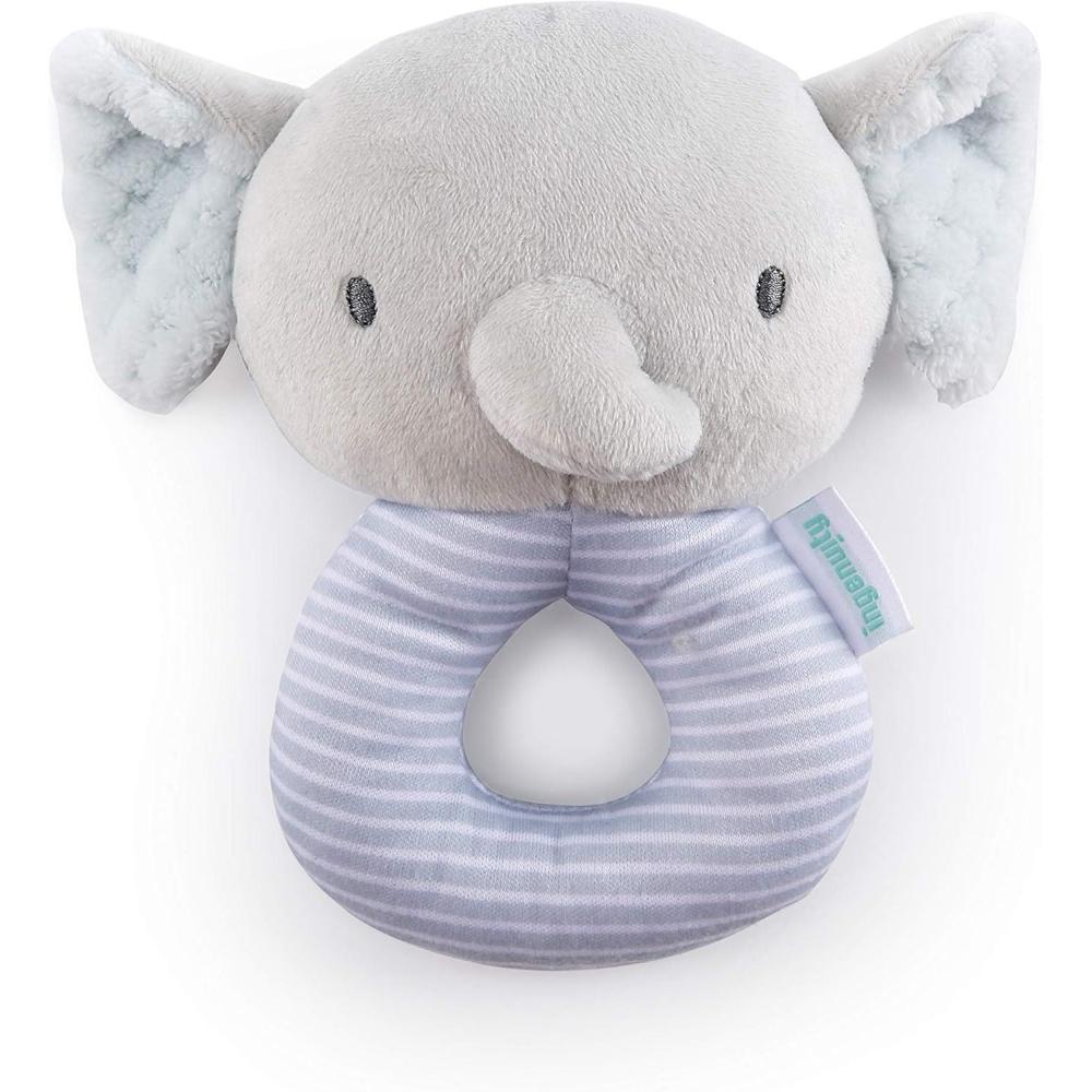 imageIngenuity Kitt Ring Rattle for Baby PlantBased and BPAFree Materials Kitt The Fox Character Plush HeadVan The Elephant