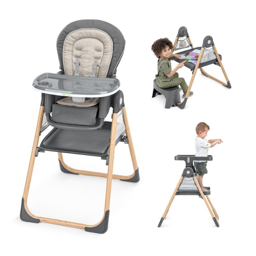 imageIngenuity Proper Positioner Deluxe High Chair  7in1 Convertible Baby Seat Faux Wood Print Legs Unisex for Ages 036 MonthsWesley