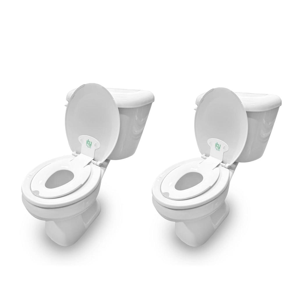 imageIngenuity Ready Set Go Potty Training Toilet Removable Bowl NonSkid Bottom Wide Stable Base Age 18 Months ampamp Up White ampamp GreyFlip  Sit Potty Seat 2 Pack