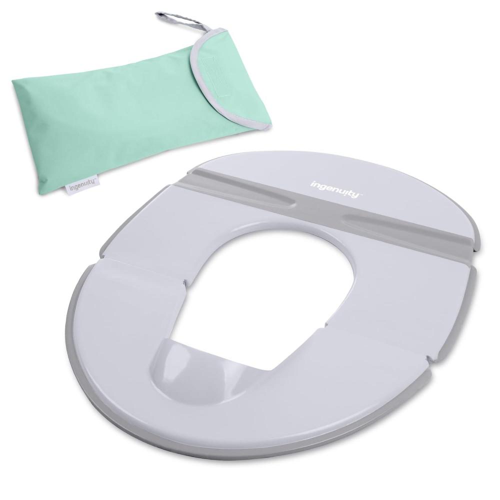 imageIngenuity Ready Set Go Potty Training Toilet Removable Bowl NonSkid Bottom Wide Stable Base Age 18 Months ampamp Up White ampamp GreyFoldaway Potty