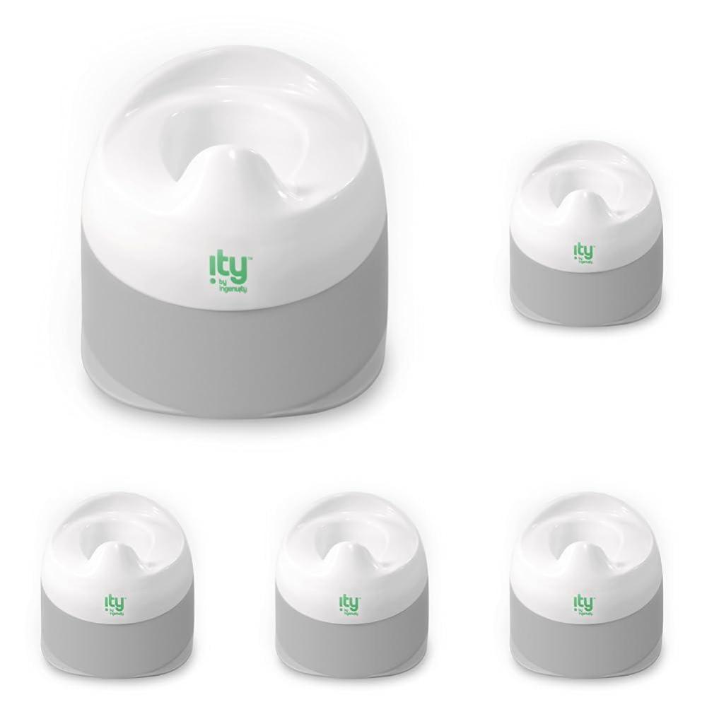 imageIngenuity Ready Set Go Potty Training Toilet Removable Bowl NonSkid Bottom Wide Stable Base Age 18 Months ampamp Up White ampamp GreyWhite  Grey