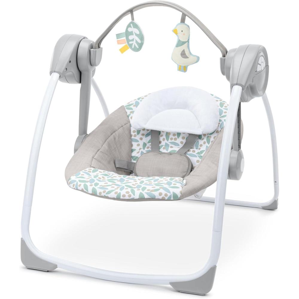 imageIngenuity Soothe n Delight Compact Portable 6Speed Plush Baby Swing with Music Folds Easy 09 Months 620 lbs Cozy KingdomEndless Bloom