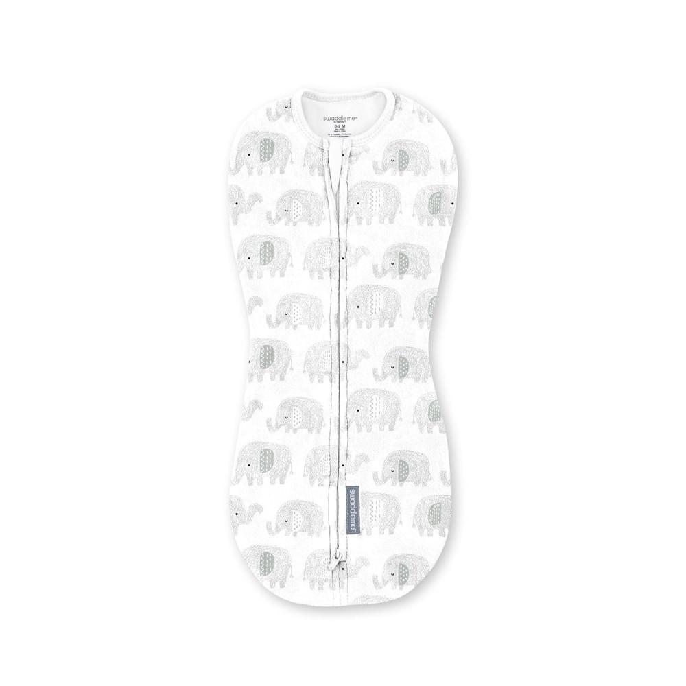 imageSwaddleMe by Ingenuity Compression Baby Swaddle Pod in Velboa TwoWay Zipper for Easy Diaper Changes Improves Sleep ampamp Calms Startle Reflex 02 Months 10 TOG 2Pack  Clouds ampamp StarsScribble Elephant