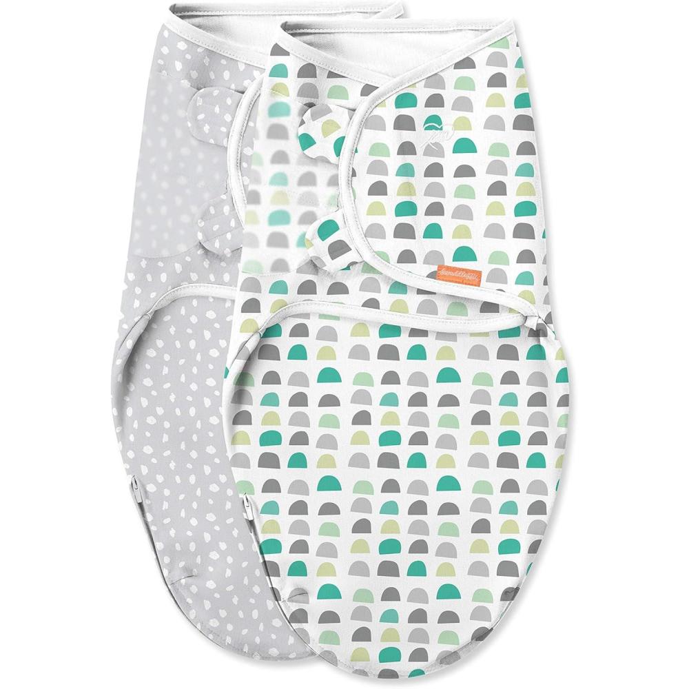 imageSwaddleMe by Ingenuity Easy Change Baby Swaddle in Size SmallMedium 03 Months 714 Pounds 3Pack with Easy Change Zipper Snow LeopardGum Drops