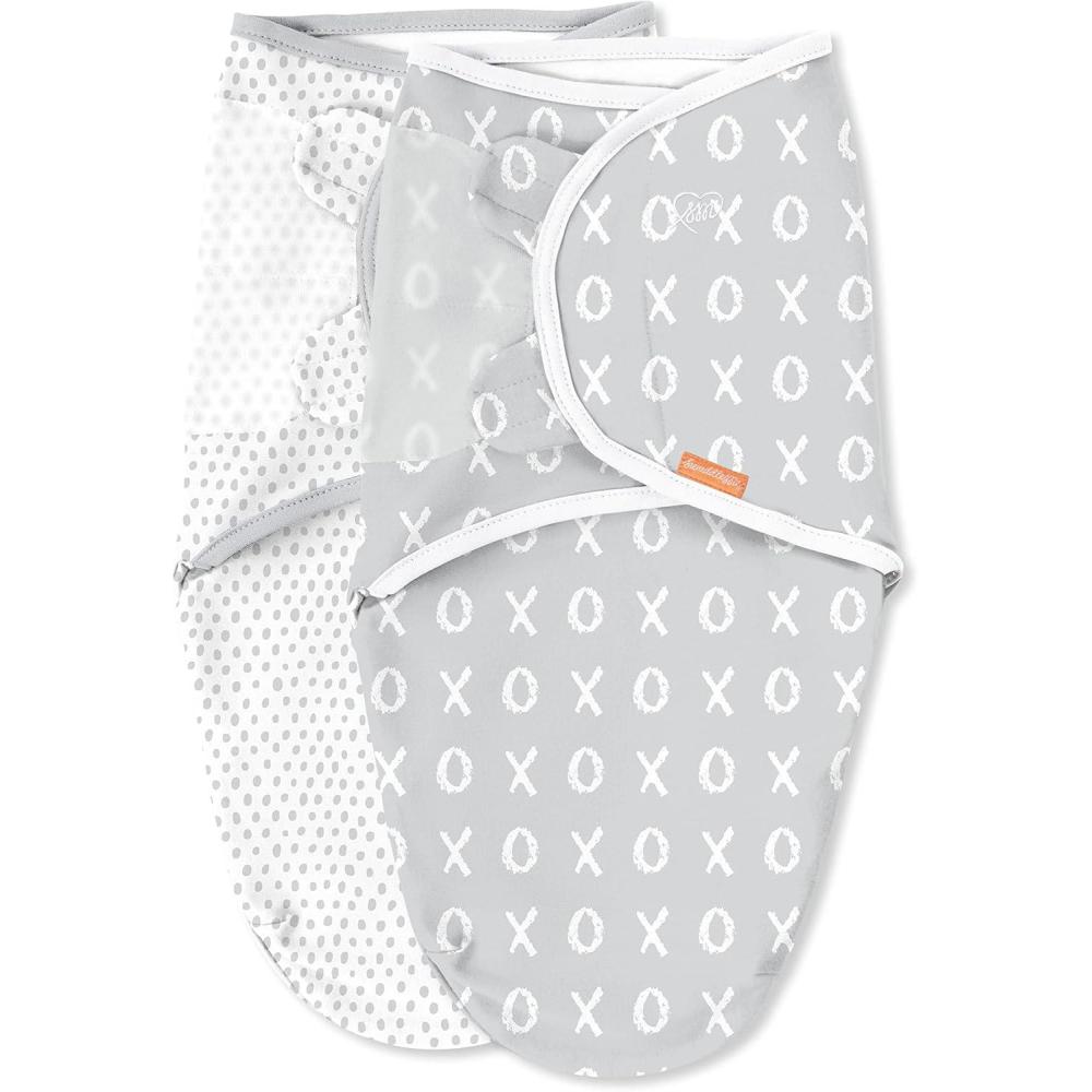 imageSwaddleMe by Ingenuity Easy Change Baby Swaddle in Size SmallMedium 03 Months 714 Pounds 3Pack with Easy Change Zipper Snow LeopardKiss Ya