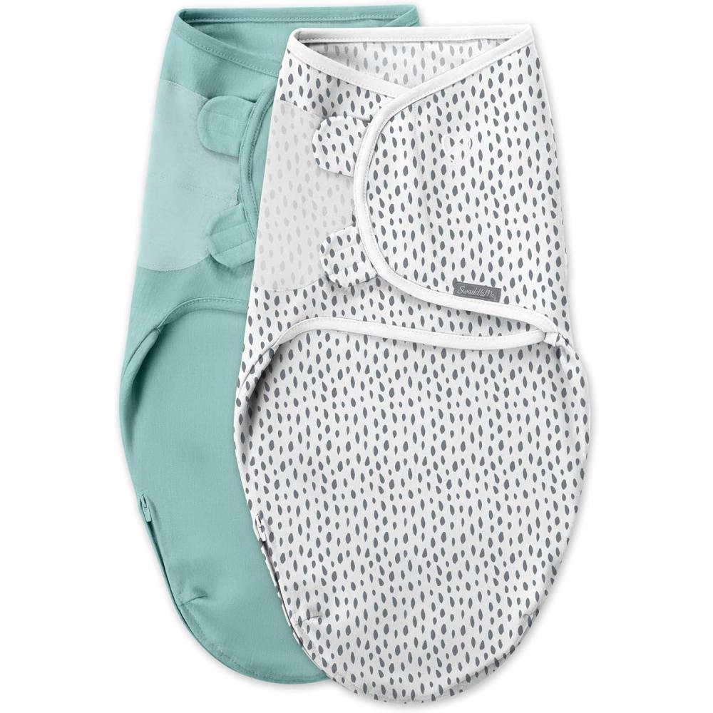 imageSwaddleMe by Ingenuity Easy Change Baby Swaddle in Size SmallMedium 03 Months 714 Pounds 3Pack with Easy Change Zipper Snow LeopardSnow Leopard