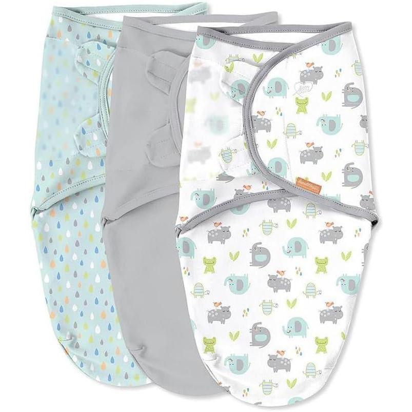 imageSwaddleMe by Ingenuity Original Swaddle 100 Cotton Improves Sleep ampamp Calms Startle Reflex 03 Months 3Pack  Oh DeerJungle Drops