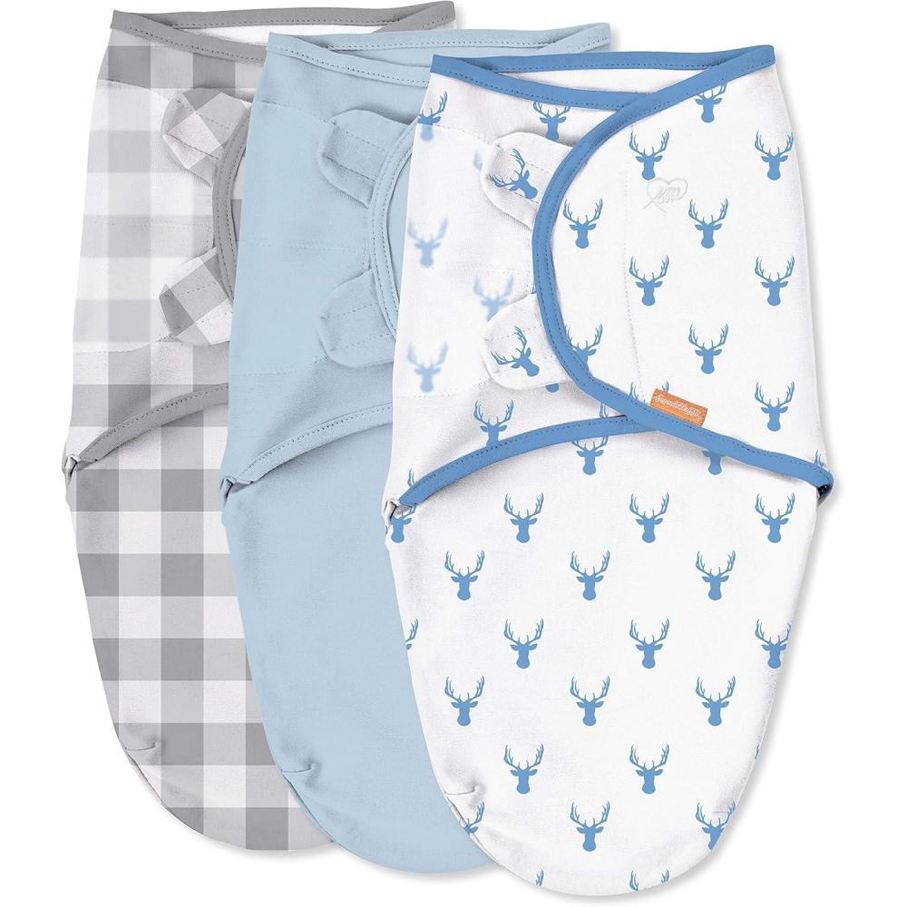 imageSwaddleMe by Ingenuity Original Swaddle 100 Cotton Improves Sleep ampamp Calms Startle Reflex 03 Months 3Pack  Oh DeerOh Deer