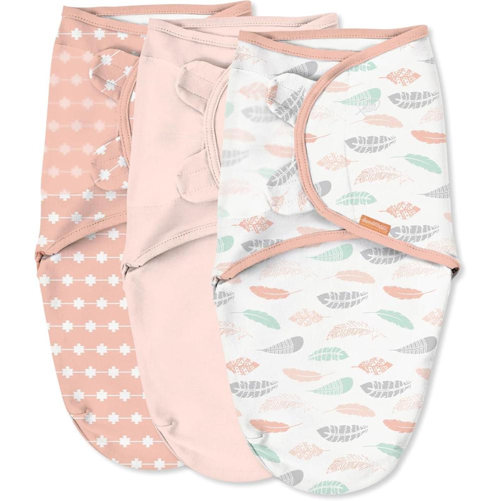 imageSwaddleMe by Ingenuity Original Swaddle Size SmallMedium For Ages 03 Months 714 Pounds Up to 26 Inches Long 3Pack Baby Swaddle Blanket WrapCloral Days