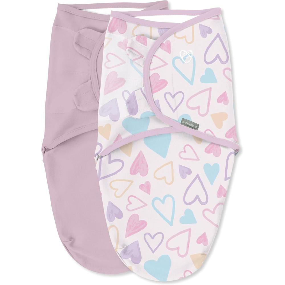 imageSwaddleMe by Ingenuity Original Swaddle Size SmallMedium For Ages 03 Months 714 Pounds Up to 26 Inches Long 3Pack Baby Swaddle Blanket WrapI Heart You