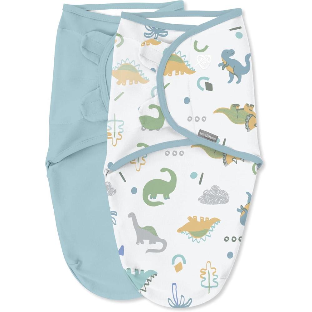 imageSwaddleMe by Ingenuity Original Swaddle Size SmallMedium For Ages 03 Months 714 Pounds Up to 26 Inches Long 3Pack Baby Swaddle Blanket WrapTropical Dino